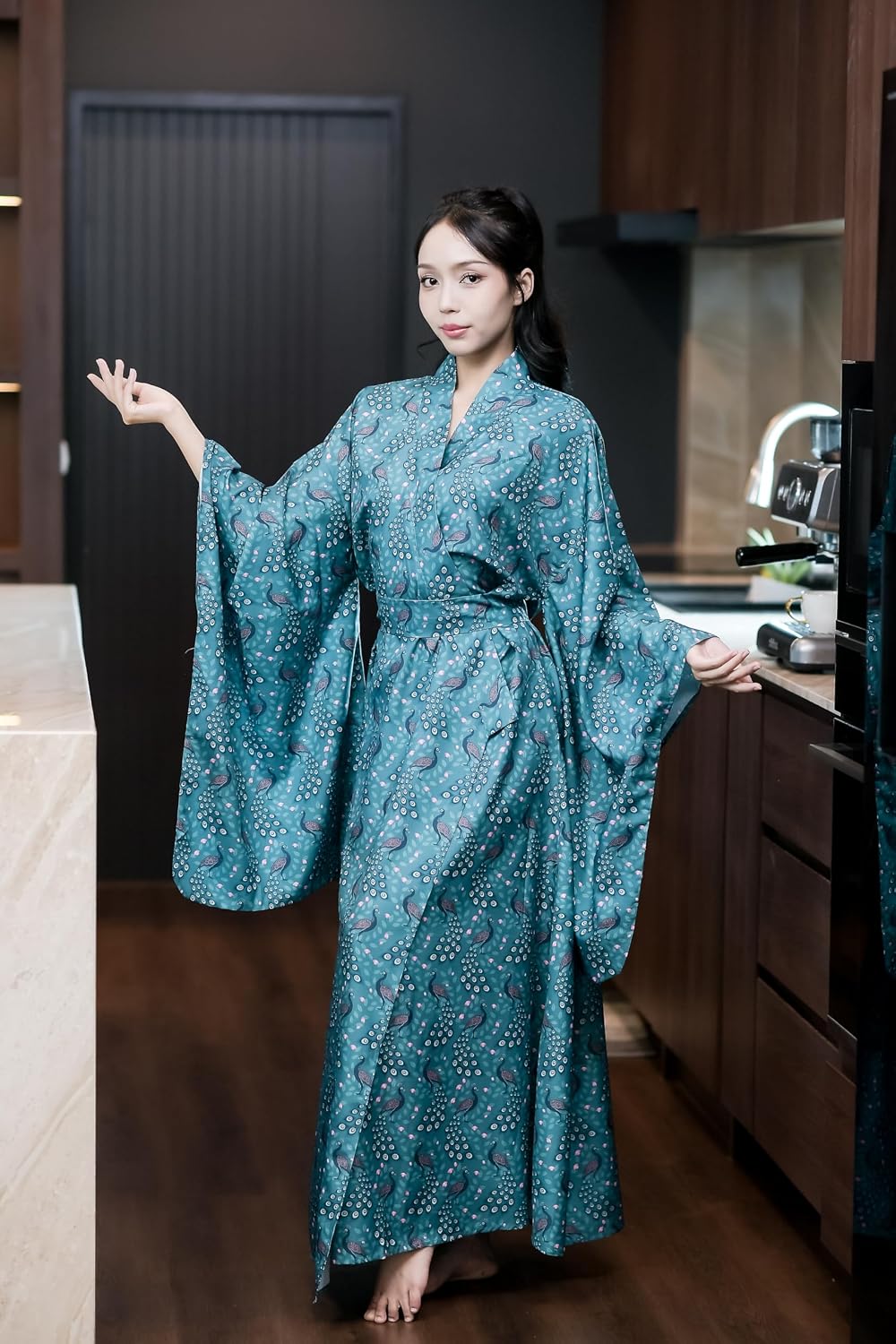 Na'Rak Women's Kimono Robe, Yukata Style Long Soft Loungewear Luxury Dressing Gown