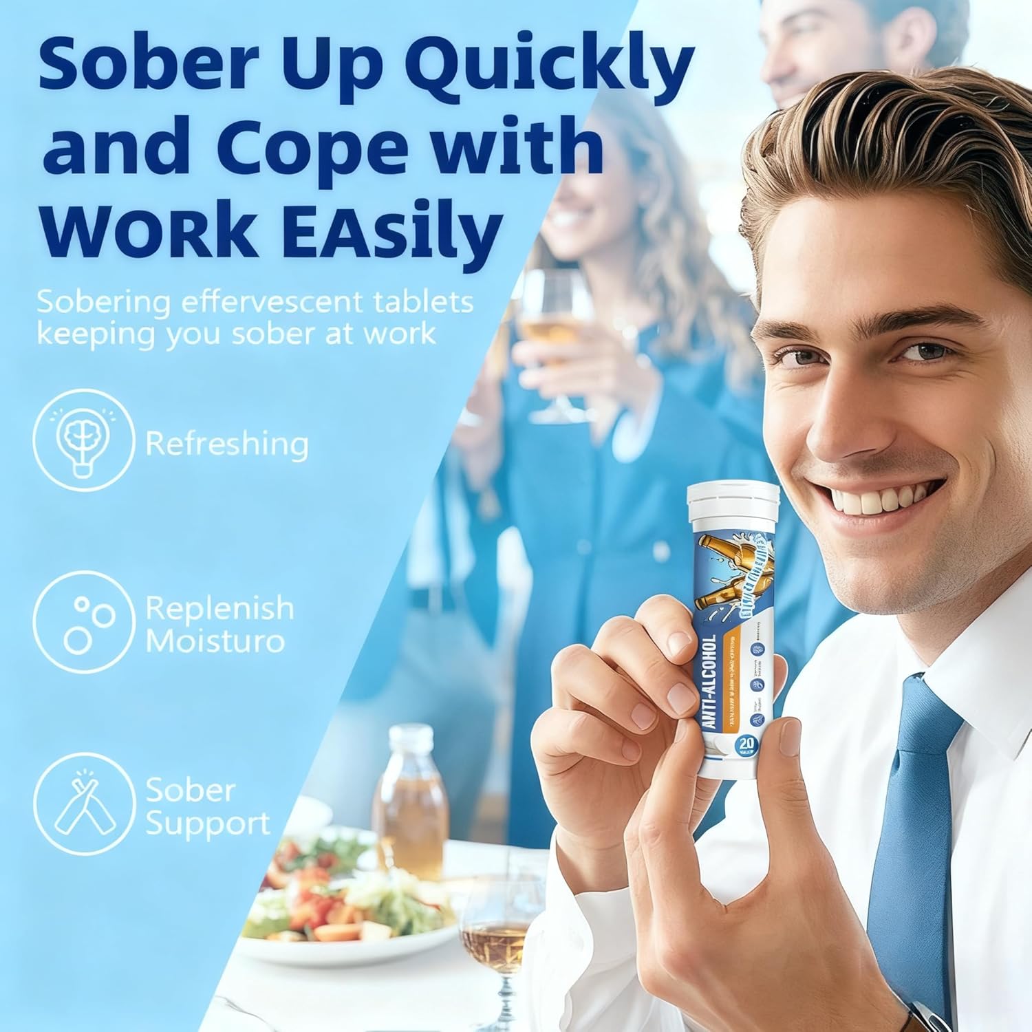 Anti-Alcohol Complex Effervescent Tablets – Hyditation & Wellness Support with Milk Thistle, B Vitamins, Electrolytes, Vitamin C, Zinc - Image 3