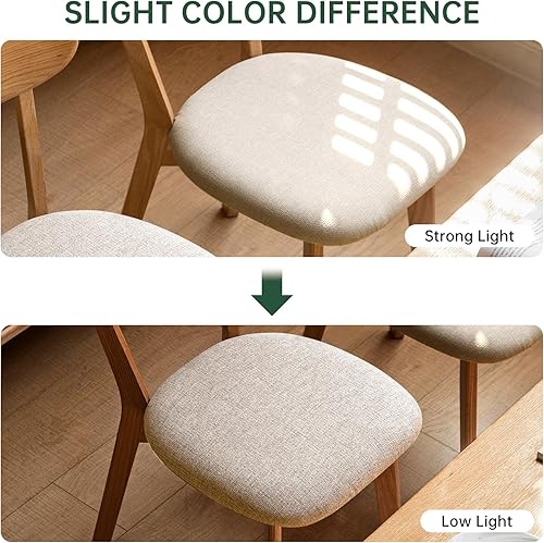 Miniatura 6 de Sillas de comedor tapizadas 100% madera maciza, sillas de comedor modernas de roble de mediados de siglo con diseño de respaldo curvado con forma de