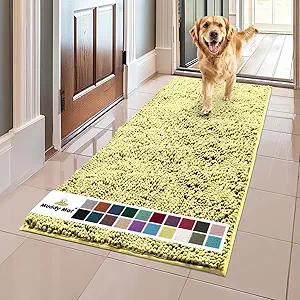 Muddy Mat® Original Dog Door Mat for Muddy Paws, Super Absorbent Microfiber, Non-Slip Washable Pet Rug, Quick Dry Chenille Entryway Carpet, Machine Washable Indoor Outdoor mat, Yellow 24"x60"