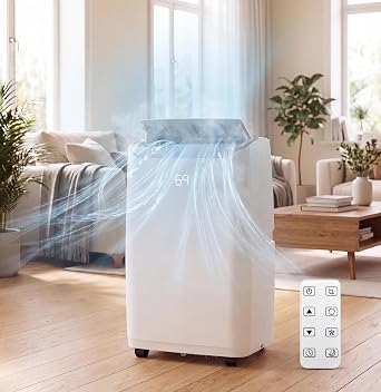 PioneerWorks 14000 BTU Portable Air Conditioner, Cools Rooms up to 750 Sq.Ft, 3-in-1 Ultra-Quiet Cooling Unit with Remote Control, 24H Timer & Auto Swing for Bedroom, Living Room and Large Rooms | Ultra-quiet cooling with auto swing for bedroom, living room, large rooms