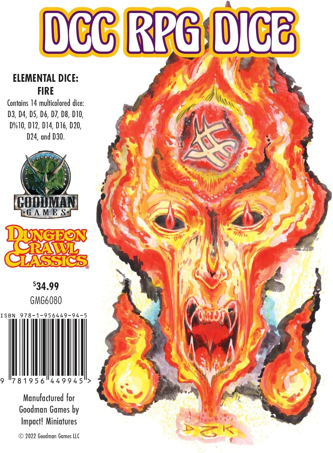 DCC RPG Dice Set Elemental Dice: Fire - Tesoros de la marca