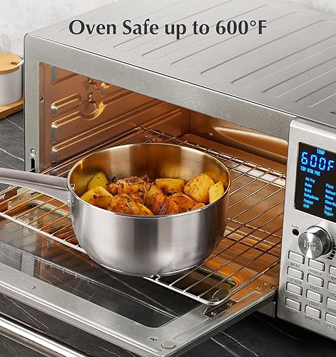 Miniatura 7 de KOCH SYSTEME CS Juego de cacerolas de acero inoxidable, sartén de 1 cuarto de galón, 2 cuartos y 3 cuartos de galón, juego de sartenes de acero 1810