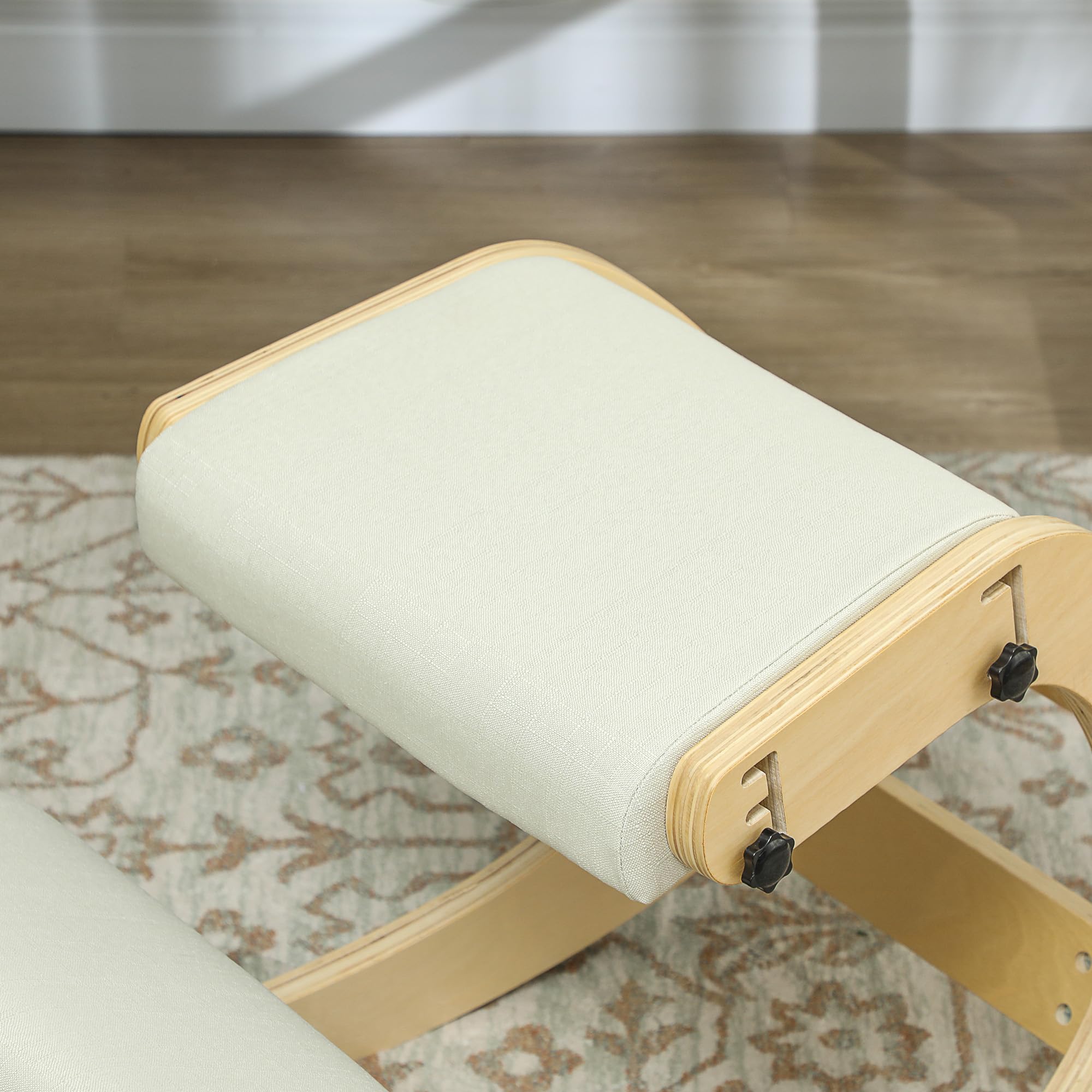 HOMCOM Siège Assis Genoux, siège Ergonomique en Bois à Bascule, Chaise à Genoux réglable pour Bureau à Domicile, améliorer la Posture, maux de Dos, crème