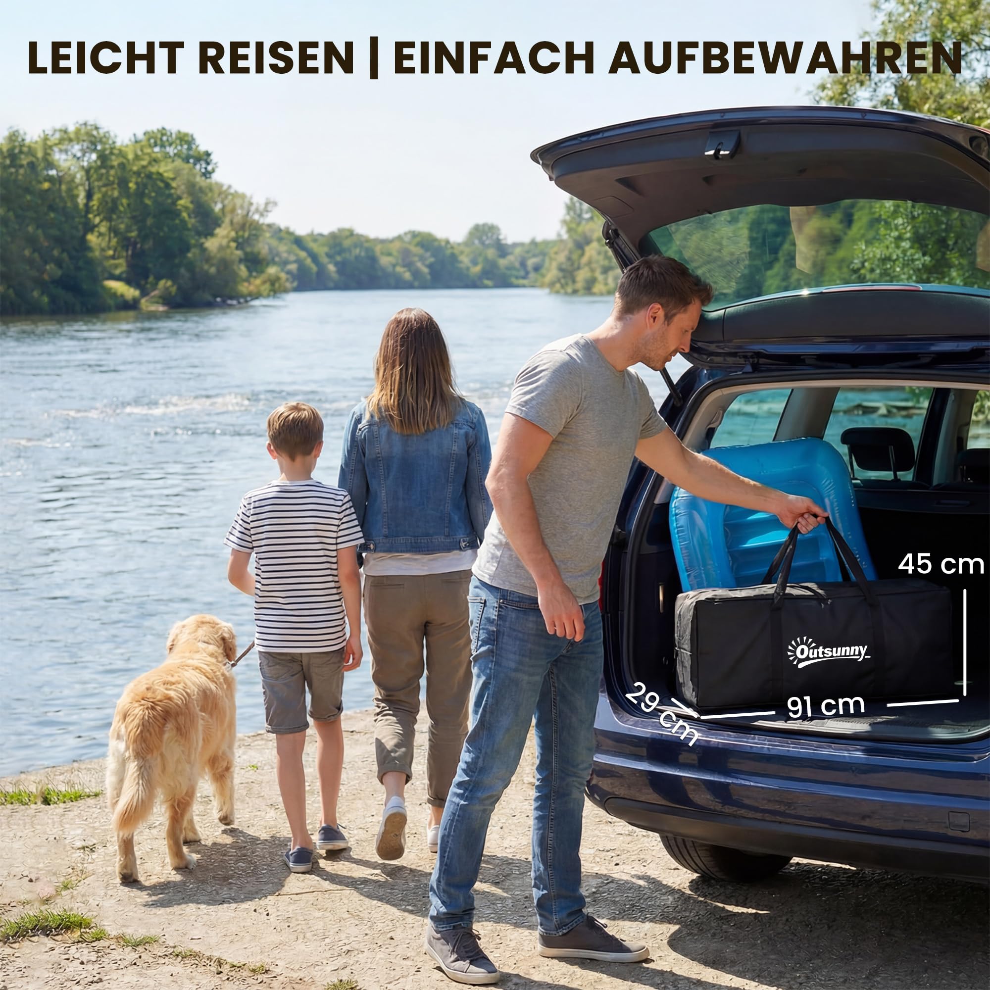 Outsunny Aufblasbares Dock Schwimmdock 2,4x1,8m Aufblasbar Schwimmende Plattform für 4-6 Personen mit rutschfest Oberfläche Abnehmbarer Leiter Luftpumpe Tragetasche Wasser Dockplattform für See Pool