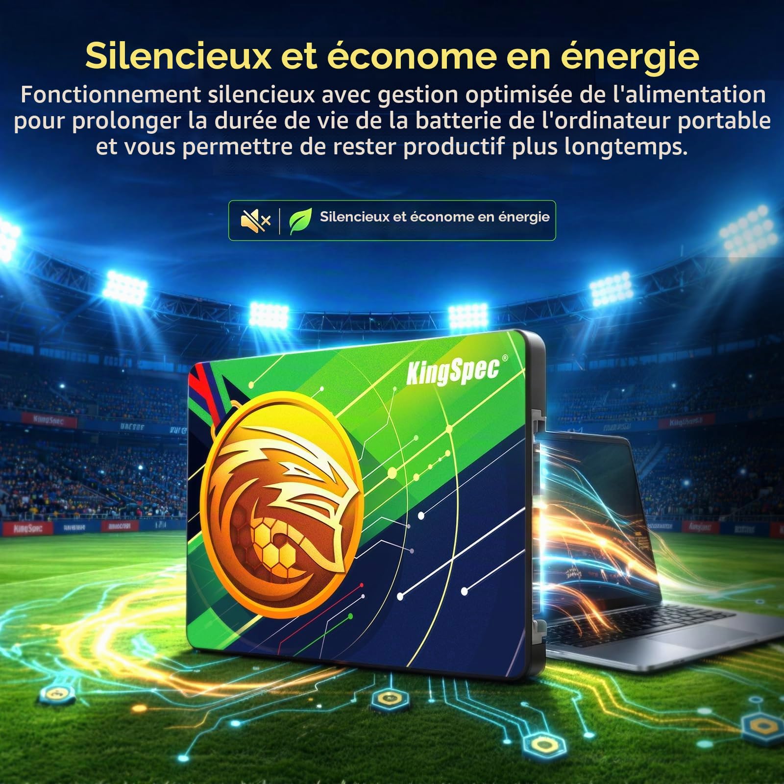 KingSpec SSD Interne 2 to 2,5" SATA III – Édition Championship, Lecture 560 Mo/s, 3D NAND – Réveillez Vos Anciens PC Portables, Fixes et Consoles de Jeu