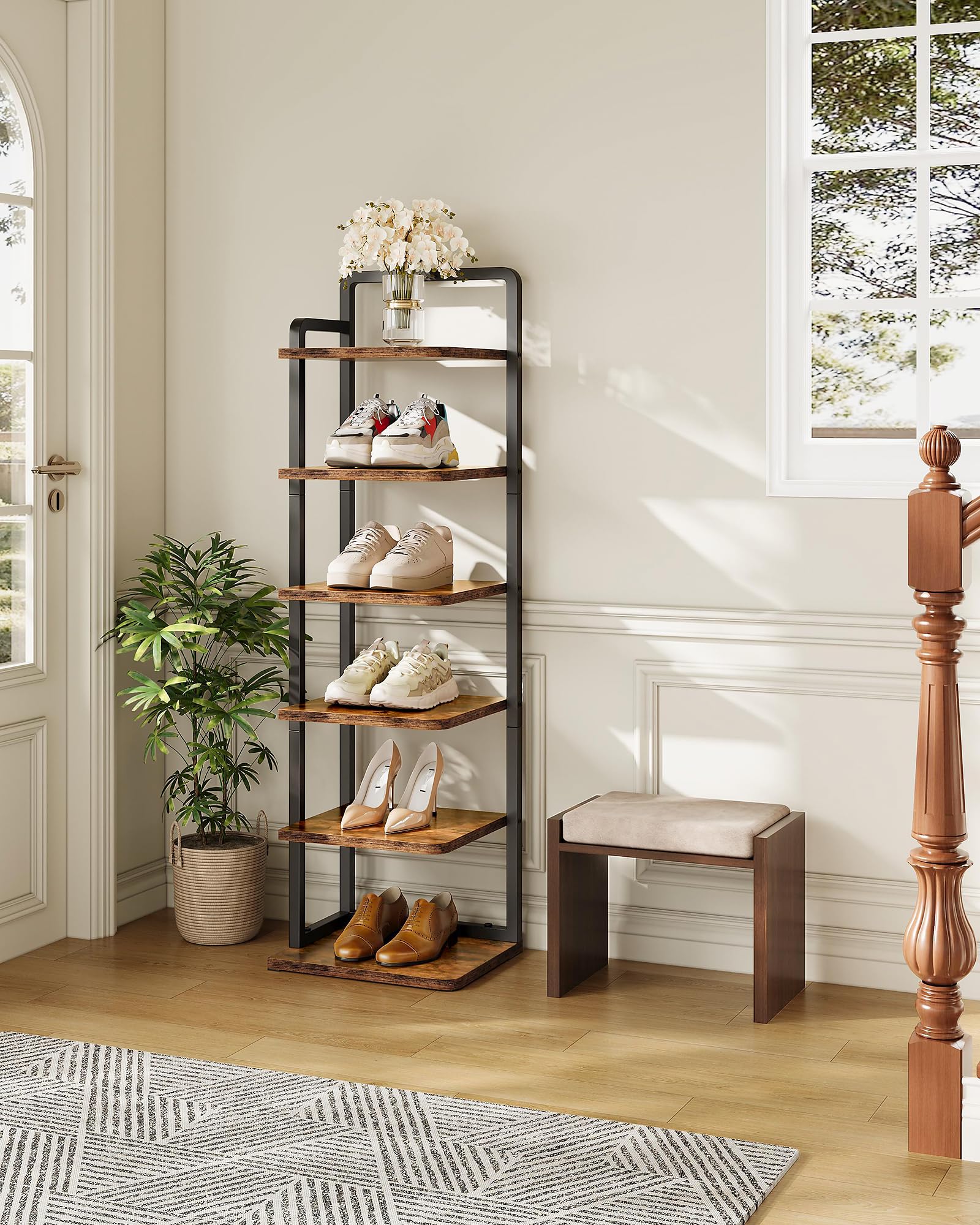 CHOEZON 6-Tier Vertical Shoe Rack, Narrow Shoe Tower, Corner Shoe