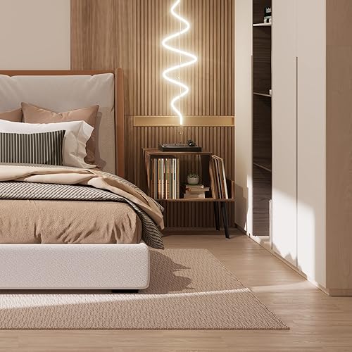 Miniatura 2 de Huakan Soporte para tocadiscos, soporte de mesa para tocadiscos, almacenamiento de discos de vinilo, estantería multifuncional para álbumes LP