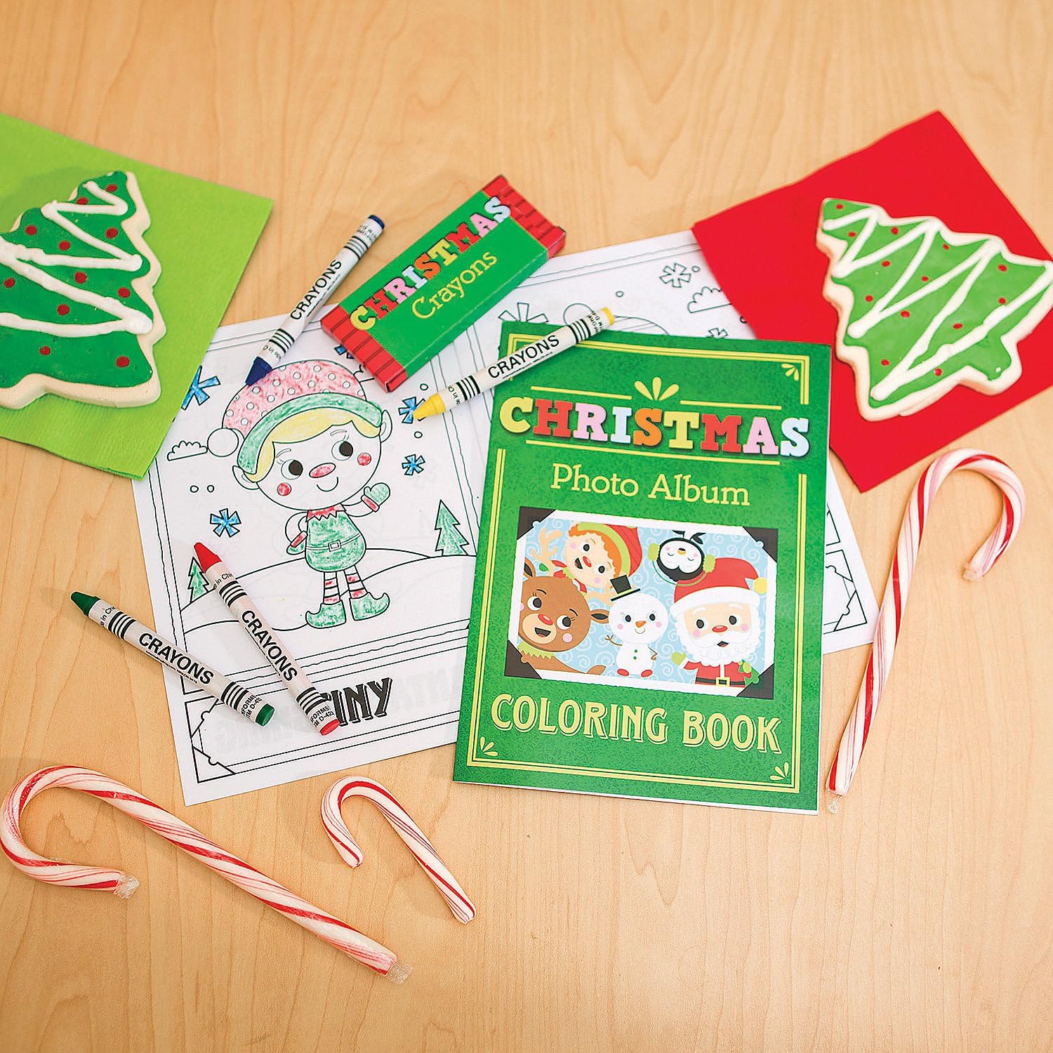 Fun Express Christmas Coloring Books with Box of Crayons (12 Books and 12 Boxes of Crayons) Stocking Stuffers and Christmas Party Favors