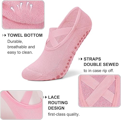 Miniatura 3 de Diu Life Paquete de 3 Calcetines de Pilates Yoga con Agarres para Mujeres, Antideslizantes, Entrenamiento, Pure Barre, Ballet, Danza, Calcetines