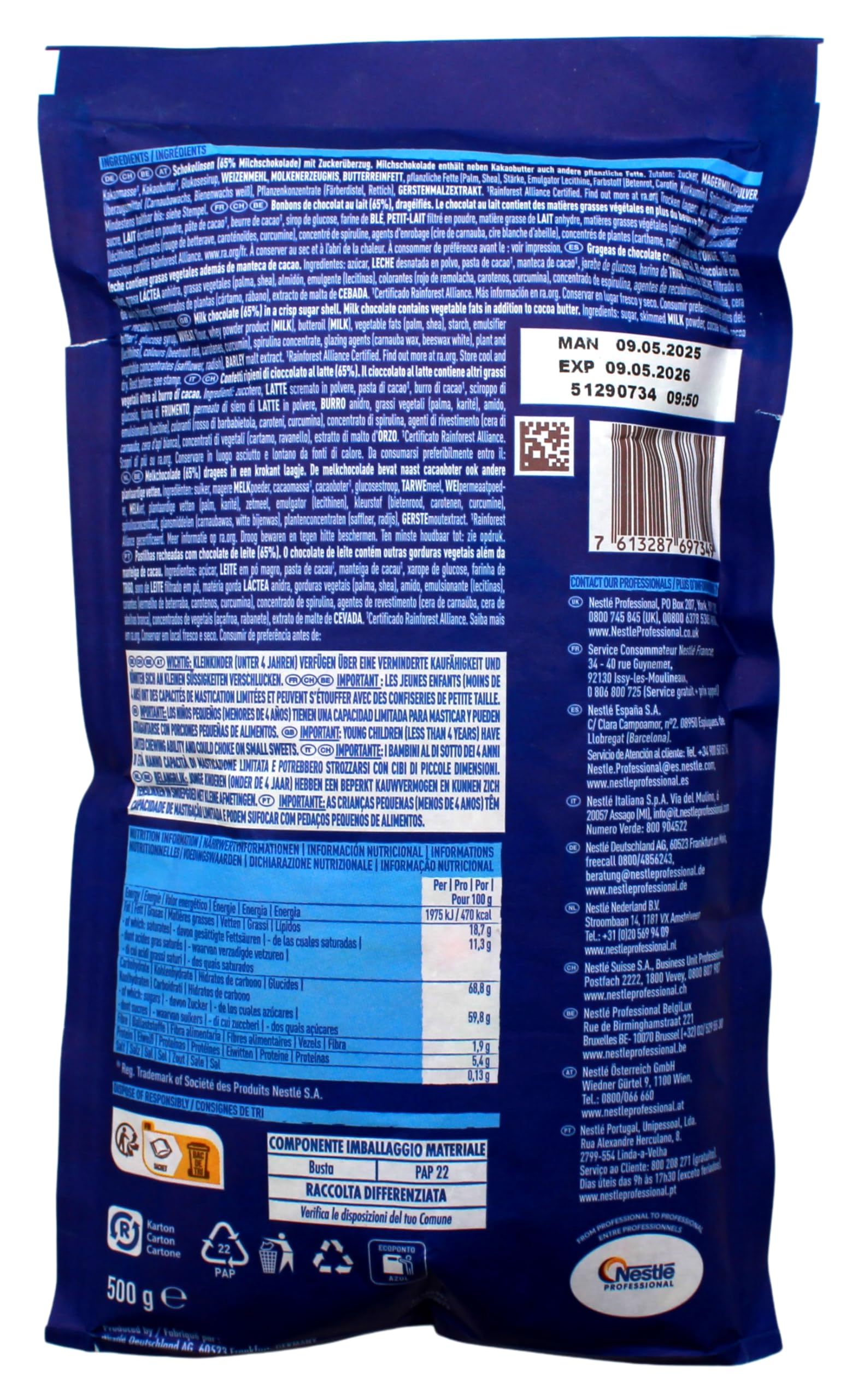 SMARTIES Mini Mix-in, kleine knusprige Pastillen mit dem guten Geschmack von Milchschokolade, 16er Pack (16 x 500g)