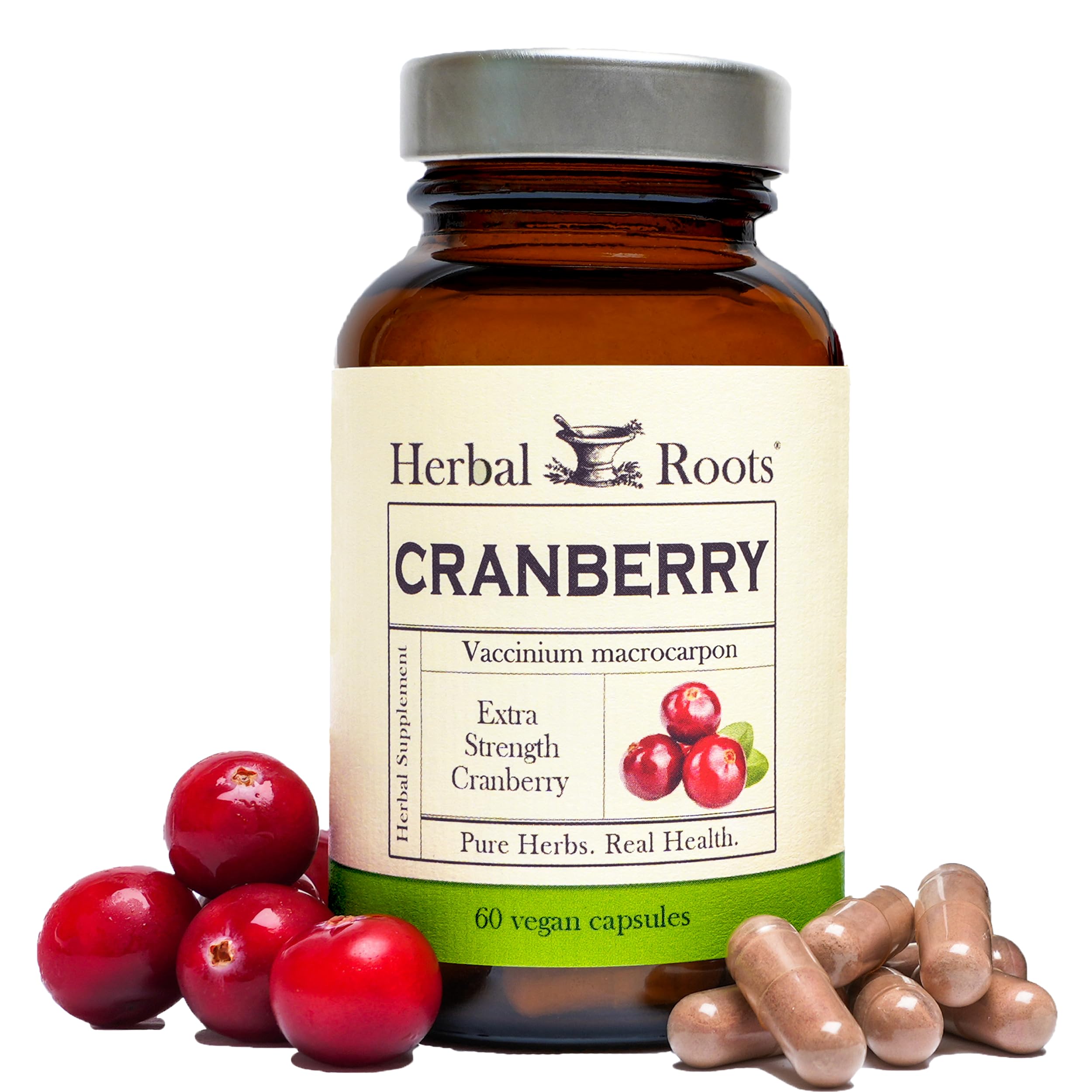 Herbal Roots Extra Strength Cranberry Pills for Women & Men with Organic Nettle | Urinary Tract Health | 60 Vegan Capsules