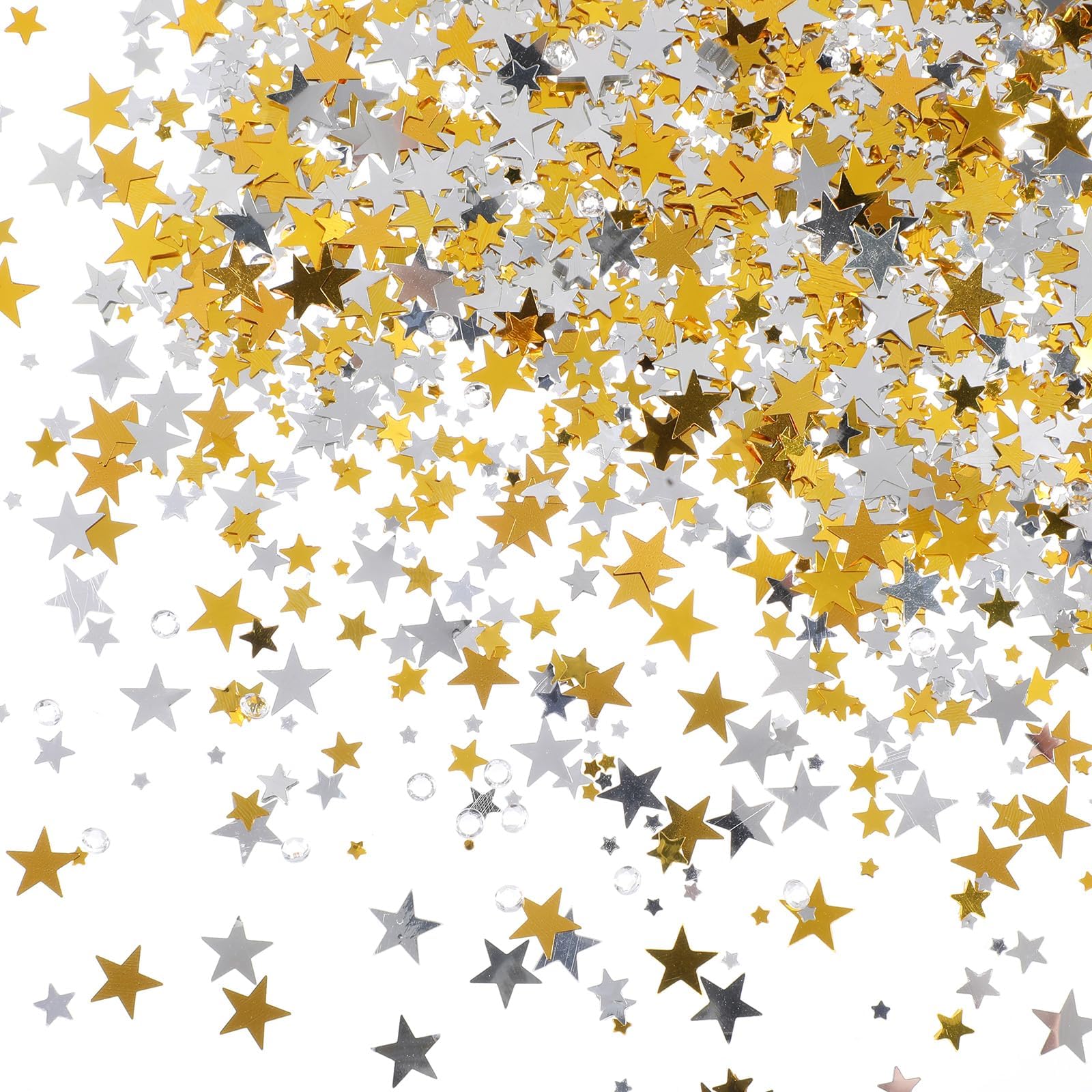 6000 Pcs Glitter Star Confetti with Diamond, 60g 6mm Metallic Foil Sprinkles Table Glitter Confetti, Twinkle Sequins Scatter for Birthday Party Halloween Christmas Decoration