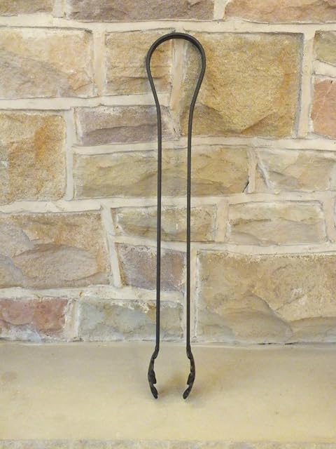 Hand Crafted Wood Burner Fire Place Side Coal Tongs Oak Leaf Design 500mm