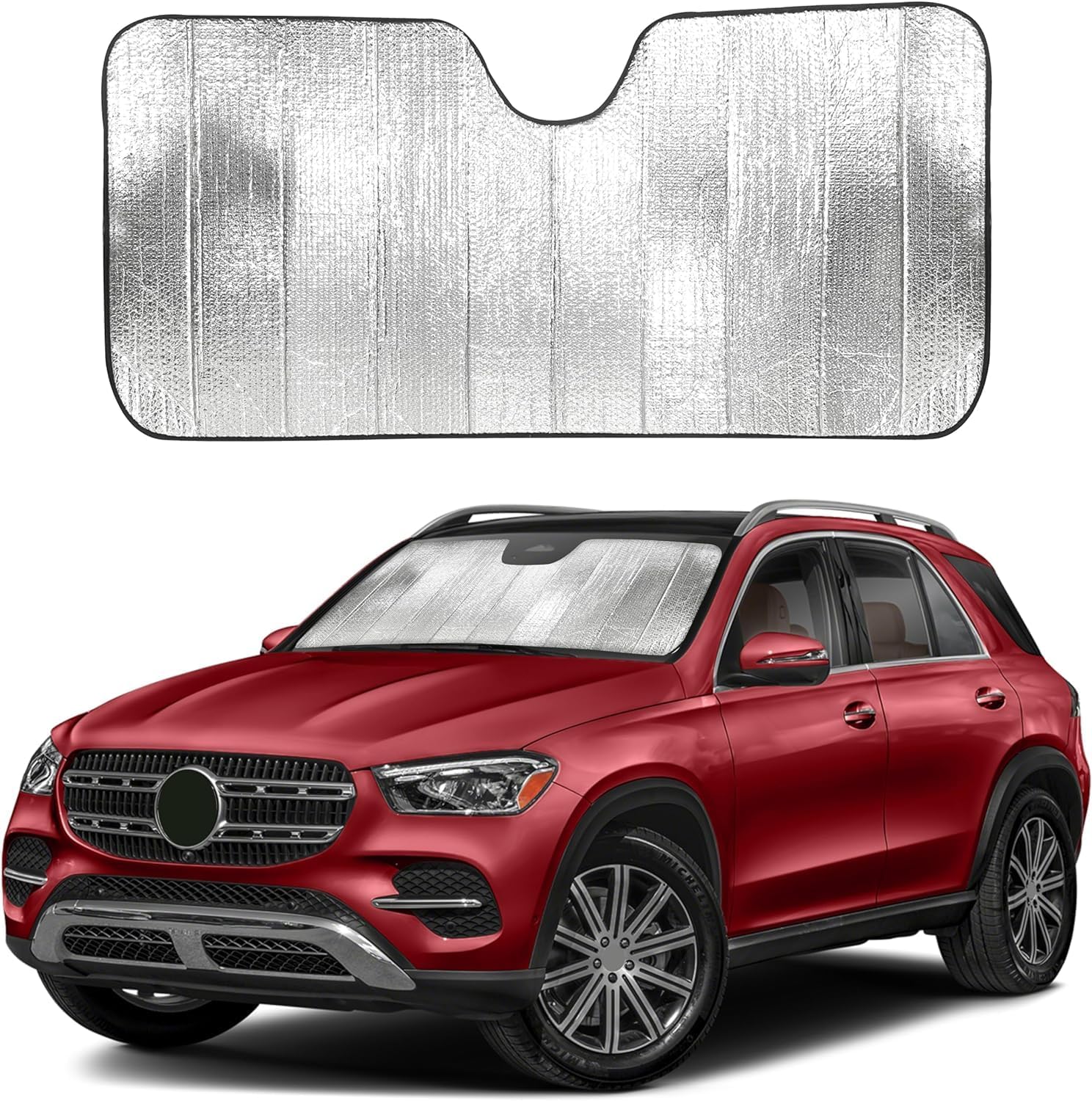 WZKSZMEFG for Benz V Class Klasse V220d V250d V300d Car Windscreen Sunshade,Heavy Duty Anti UV Foldable Front Window Sun Visor Shield,Heat Reflective Premium Cooling Protector