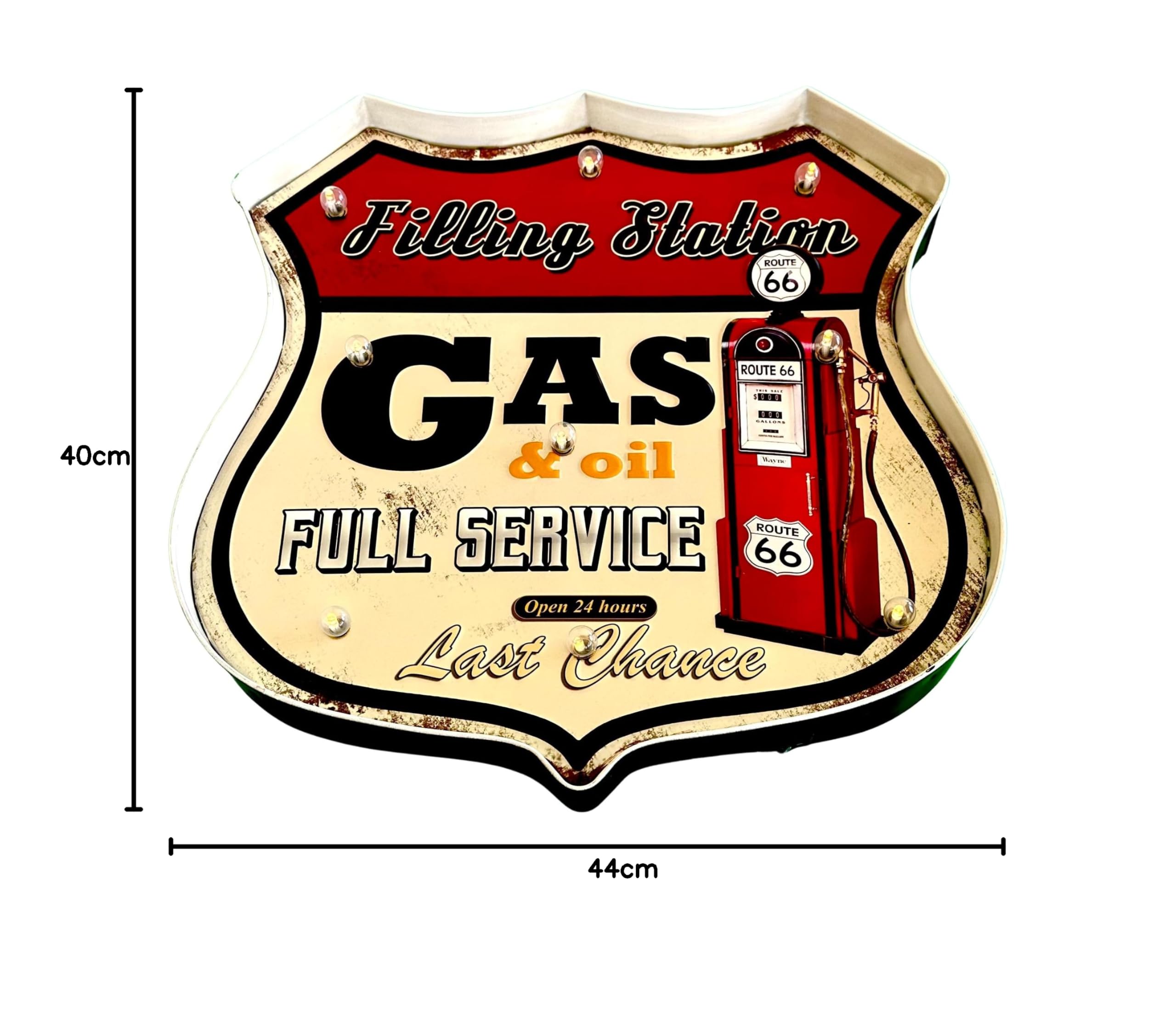 Garagen Deko Leuchtschild Retro-Schild Wandschild im Vintage-Stil LED Schild für Garage Dekoschild Zubehör für Wohnkultur 50er Jahre Haus Dekoration Retro Leuchtkasten Metallhandwerk - Zapfsäule