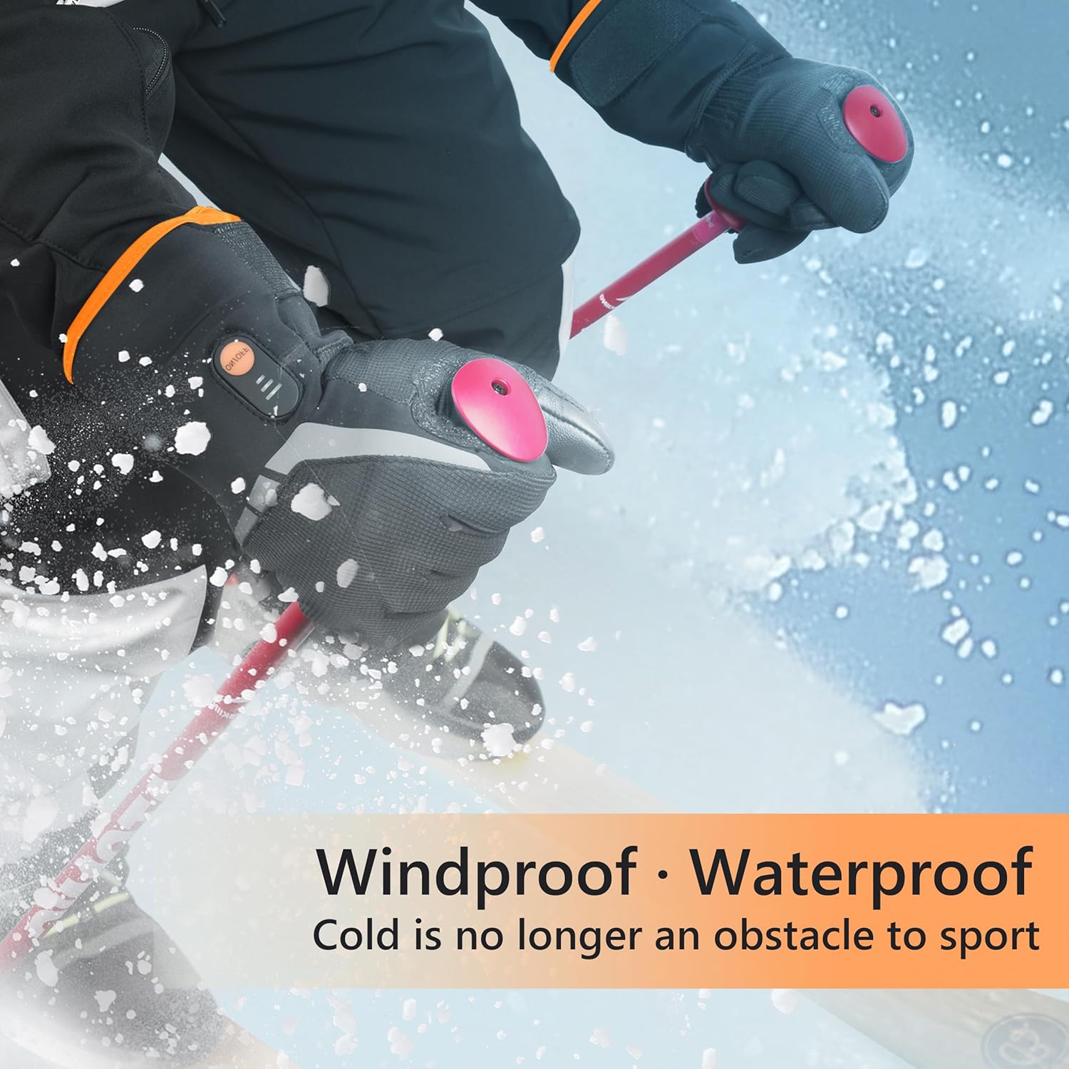 Heated Gloves for Men Women, Rechargeable Waterproof Heated Work Gloves with Arthritis Raynaud's Relief for Ski Hiking Driving (Black+Orange, XX-Large)