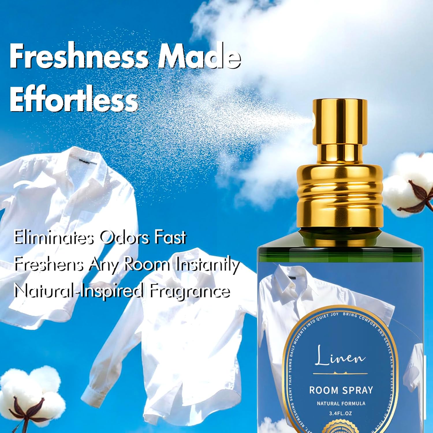 Linen Room Spray 2 Pack, 3.4oz/100ml Each – Long-Lasting Air Freshener & Odor Eliminator for Home, Bathroom, Bedroom & Office, Concentrated Room Spray - Image 2