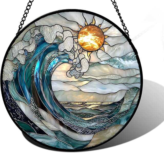 DASTOLL Blue and White Waves Diamond Panel, 6.3 x 6.3 in