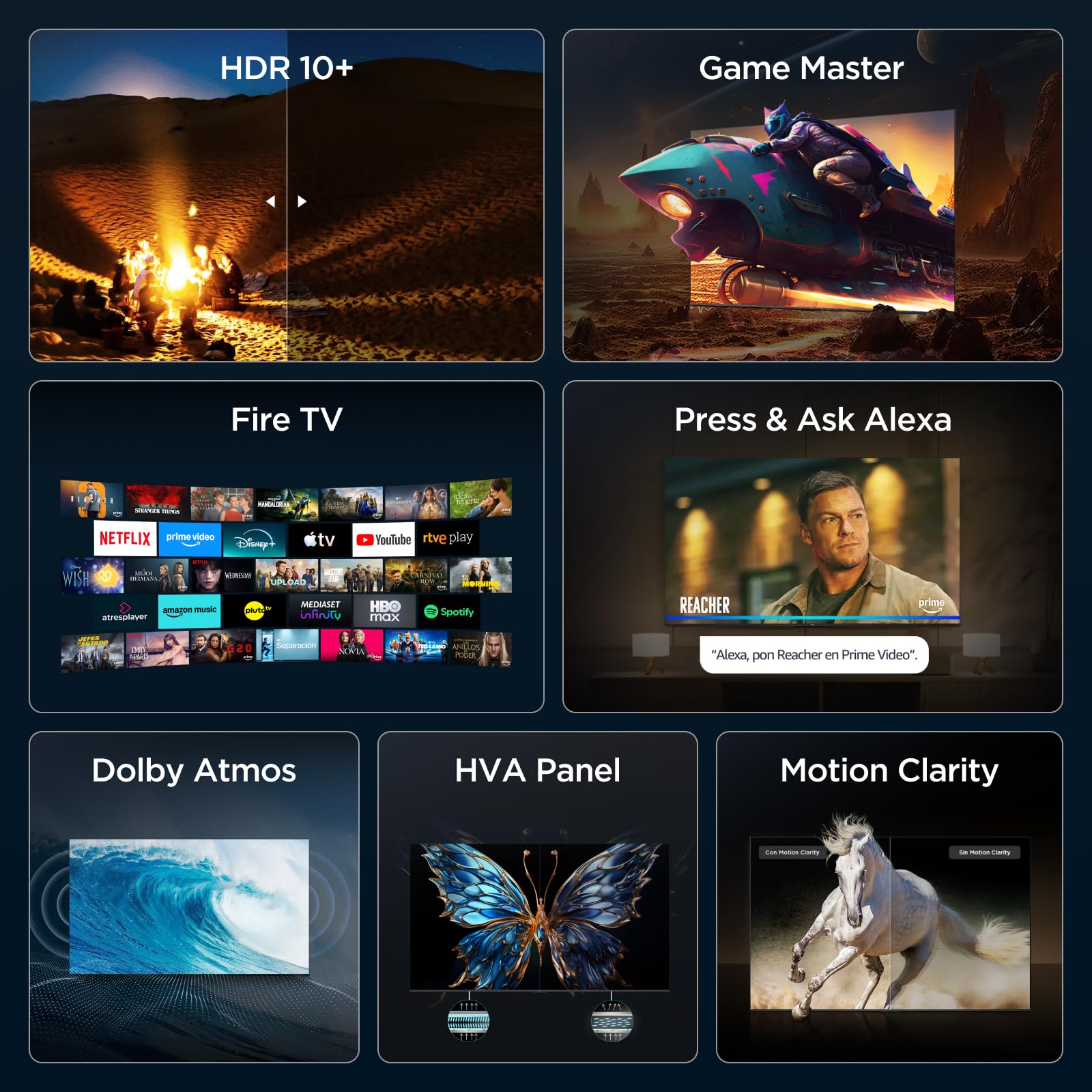 TCL 55V6D Televisor 55 Pulgadas 4K UHD Smart TV, Fire TV, Alexa Integrado, Dolby Vision & Atmos, Game Master, HDR10+, Control por Voz