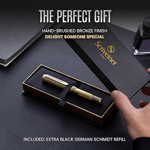 Miniatura 3 de Scriveiner Bolígrafo roller de lujo EDC de latón, impresionante bolígrafo de bolsillo pesado, acabado cepillado a mano, bolígrafo de escritura