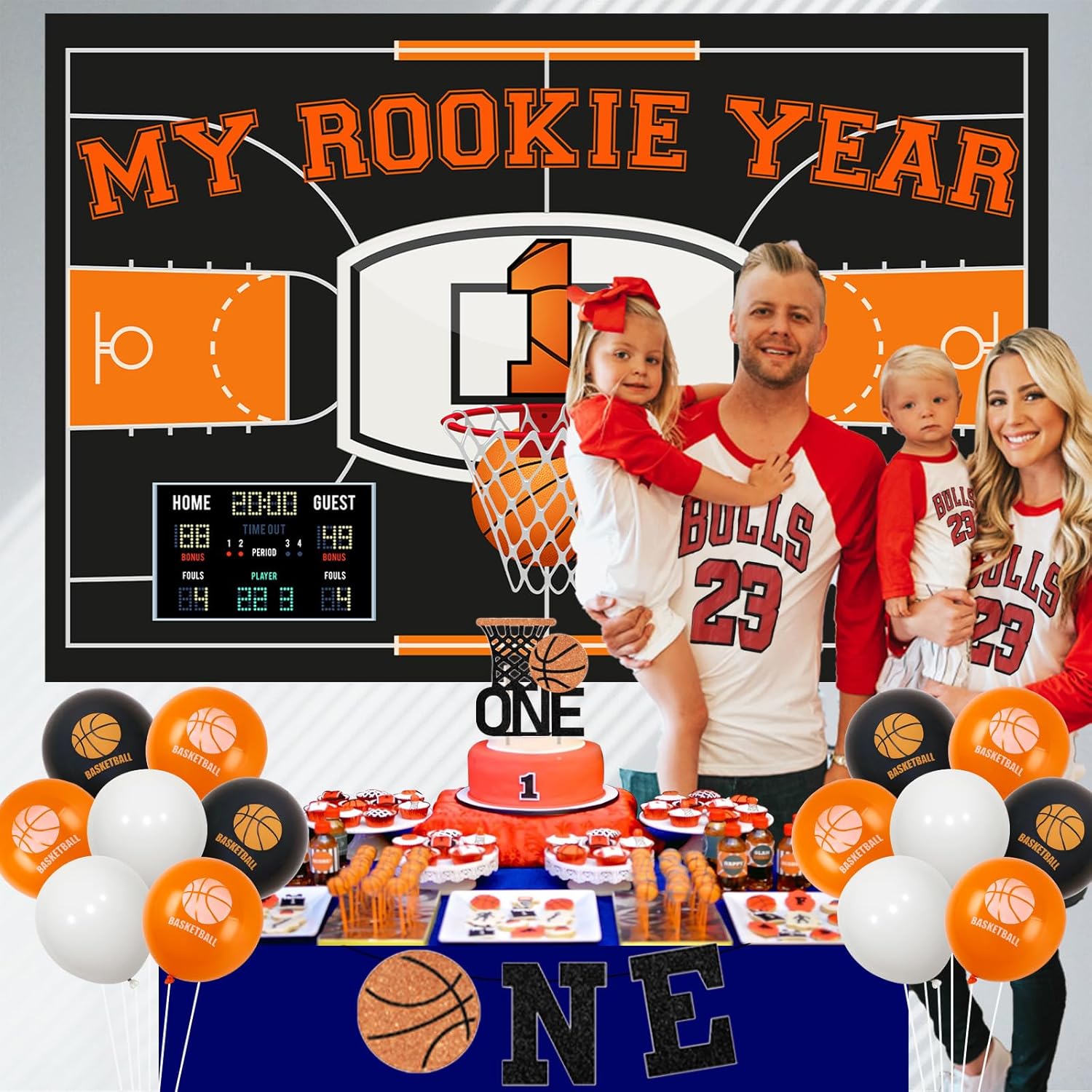 Basketball 1st Birthday Decorations My Rookie Year First Birthday Party Decorations Banner Backdrop Basketball 1st Birthday Party Supplies Cake Toppers Sports Theme 1st Birthday Party Supply