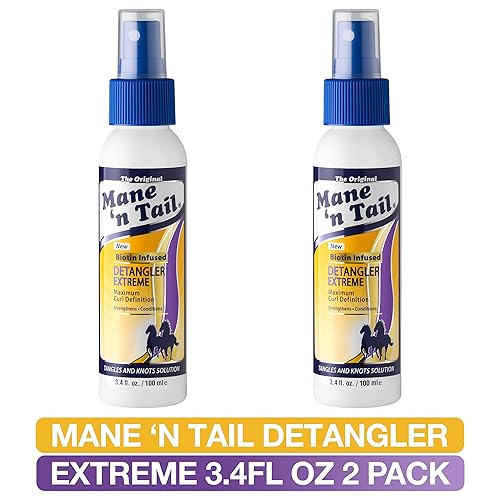 Miniatura 2 de Mane 'n Tail Extreme Detangler Plus Maximum Curl Defining Biotina Spray fortalecedor infundido (3.4 oz 2 unidades)