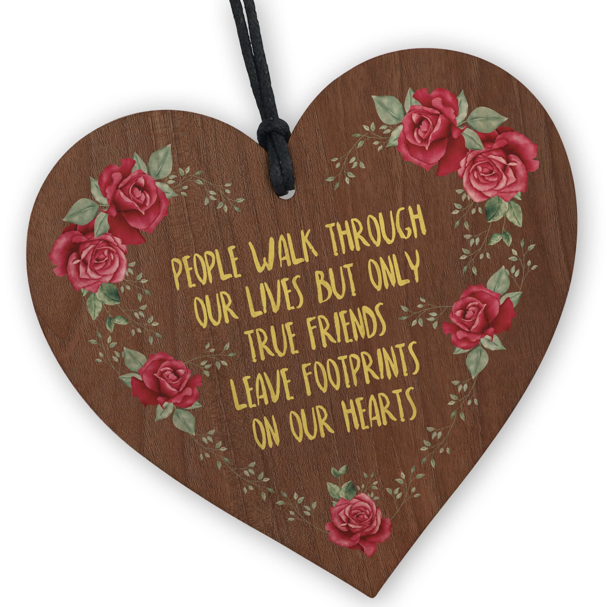 Red Ocean True Friends Wooden Heart - Handcrafted Keepsake with Heartfelt Message | Beautiful Friendship Gift | Decorative Accent for Home or Office