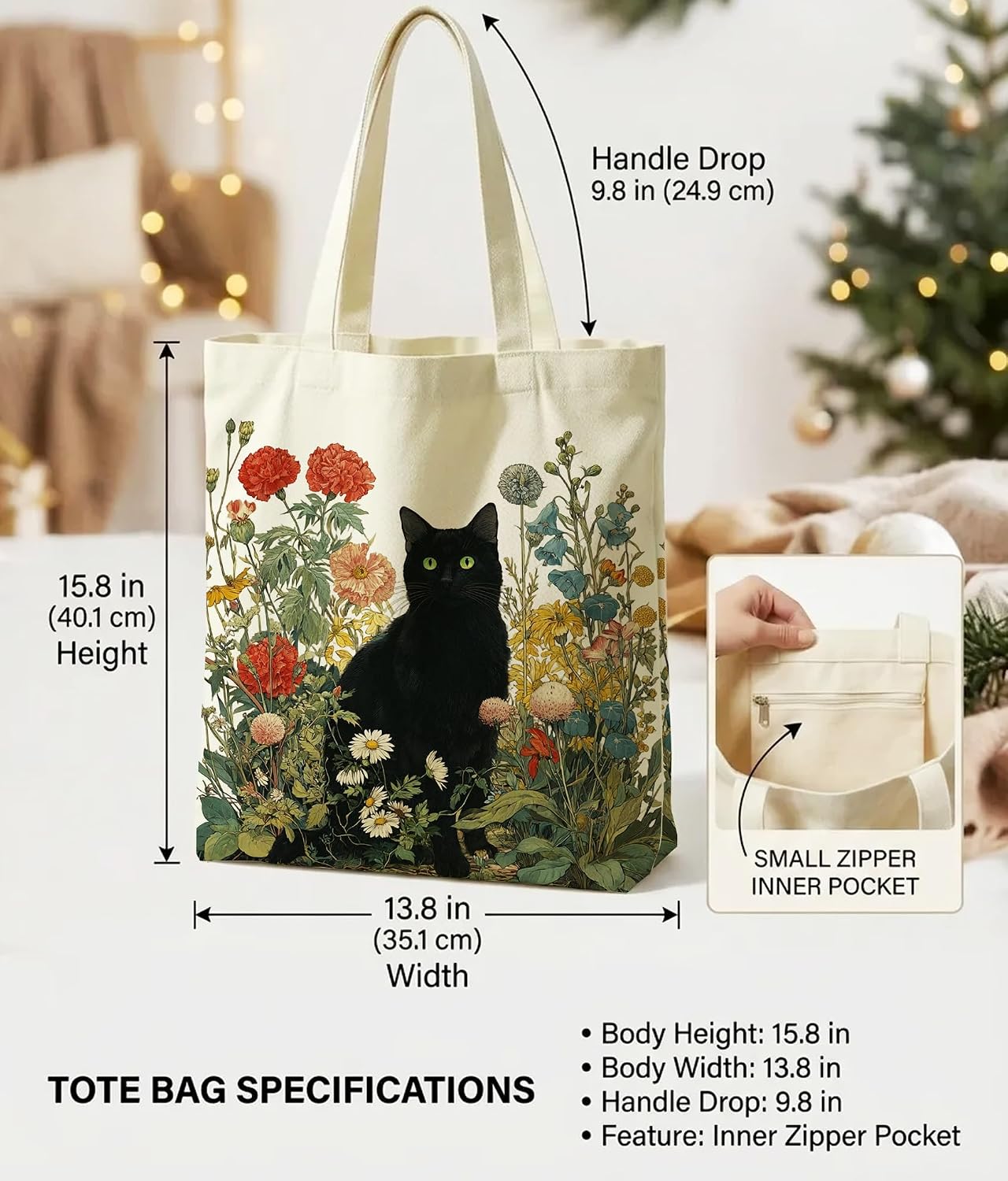 Aesthetic Cat Tote Bag for Cat Lover