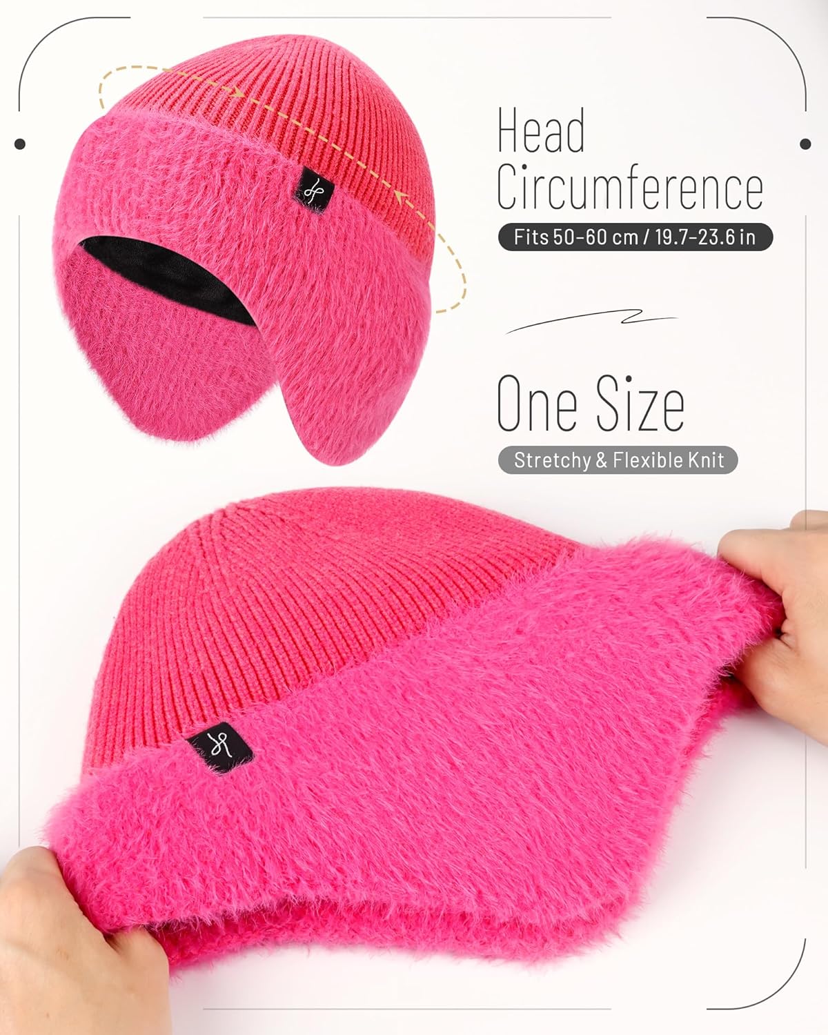 Winter Fleece-Lined Beanie with Earflaps, Warm Windproof Unisex Beanie Hat for Skiing, Hiking & Outdoor Winter Sports - Image 5