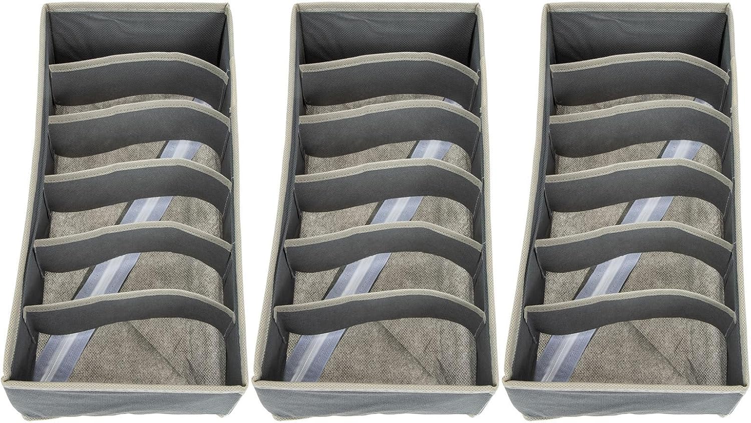 Luxshiny 3pcs Bra Organizer for Drawer, 6-compartment Non-woven Storage Box