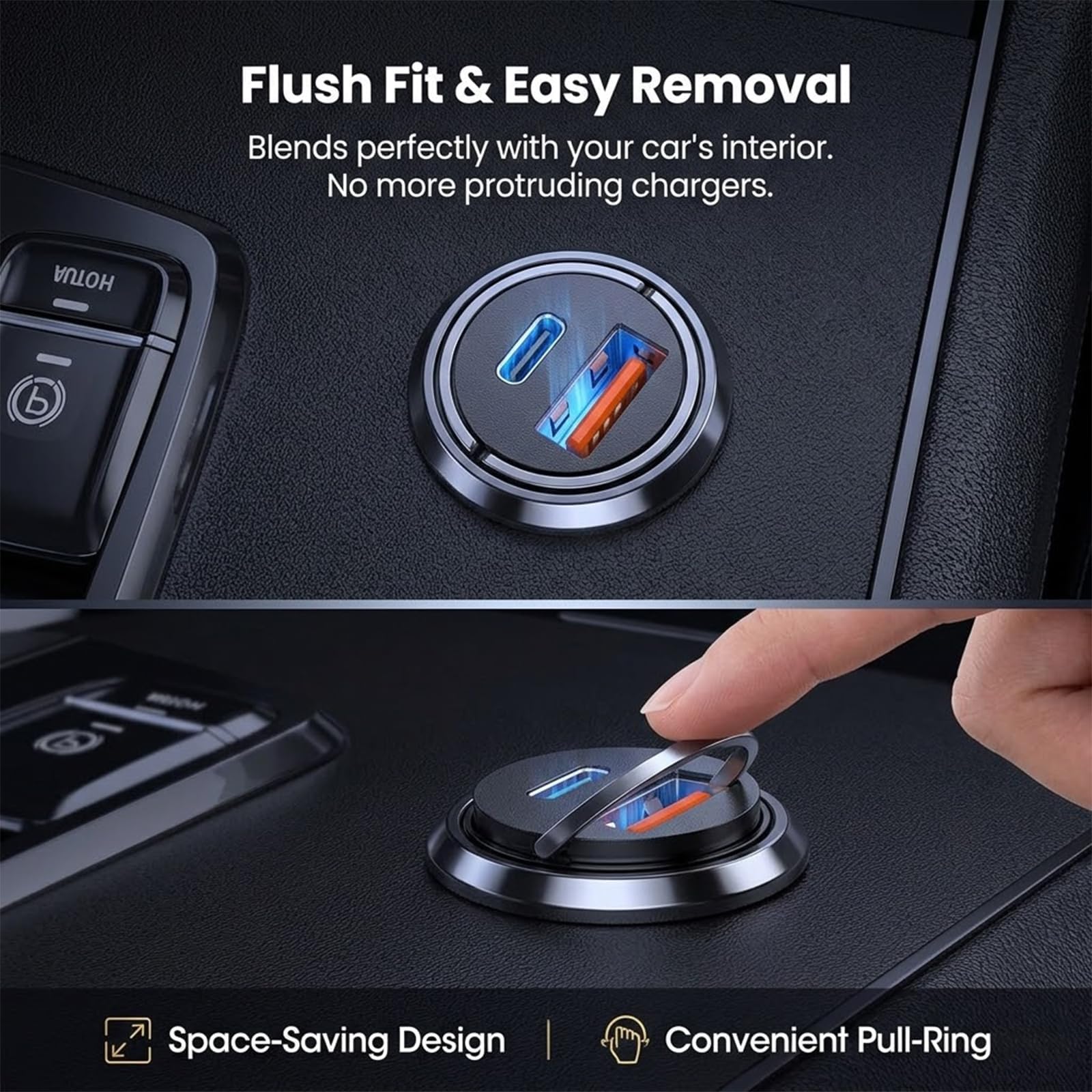 1 Pcs Car Charge,PD 30 W USB-C & QC 3.0 USB-A Fast Charger Adapter, Car Lighter USB Adapter,Cigarette Lighter USB Charger,Compatible with iPhone 17/16/15 Pro/Pro Max, Galaxy S25/S24/Ultra(Black) — view 7