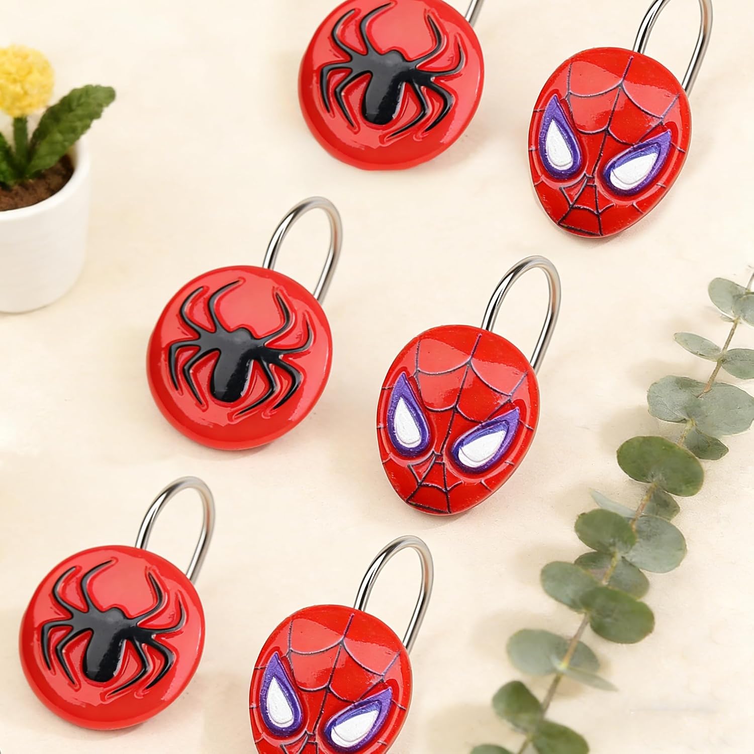 Spider Shape Shower Curtain Hooks, Decorative Resin Curtain Rings, 12 Pack image 4
