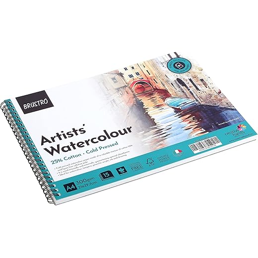 BRUSTRO Watercolour Paper Pad 300 GSM A4 Pack of 15
