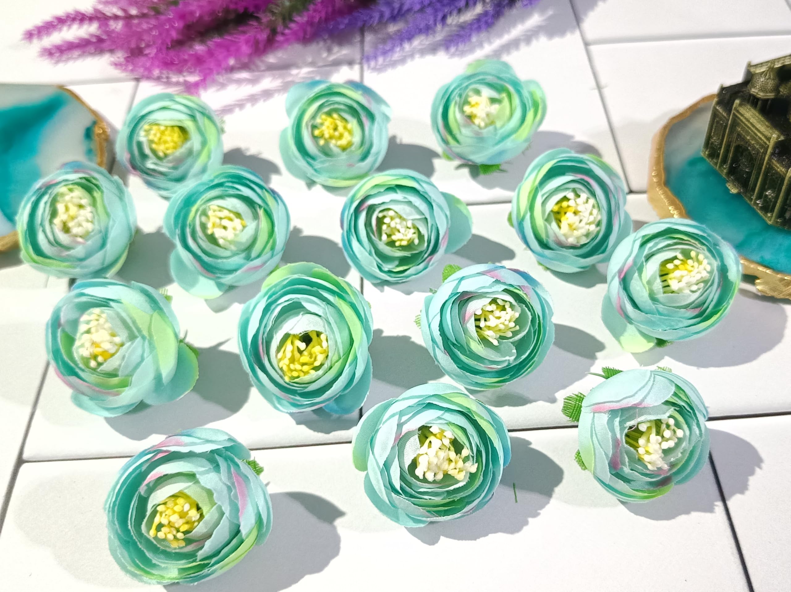VRB Dec™ 12 Pcs Artificial Small Pheony Flowers Fake Water Floating Flowers for Pooja Thali, Festival and Events, Home Decor,Table, Pooja Room, Diwali Decoration Items and DIY Craft (Sky Blue) (B0CZ7BXC55) Amazon Price History, Amazon Price Tracker