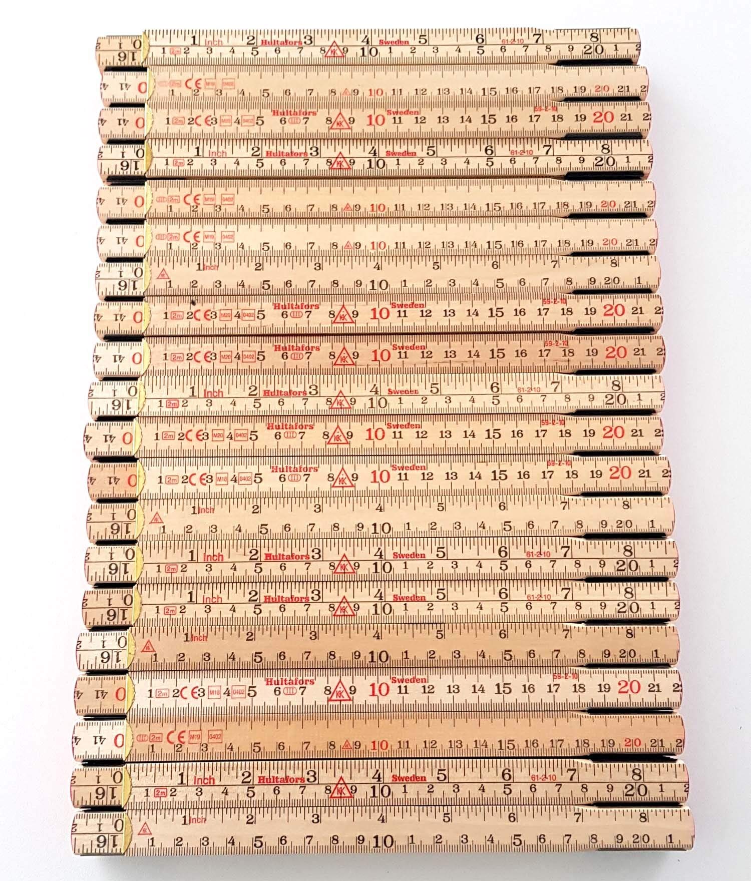 50x Hultafors Meterstab 2m natur Dezimeter rot Glasbirke biegsam nur 3 cm hoch