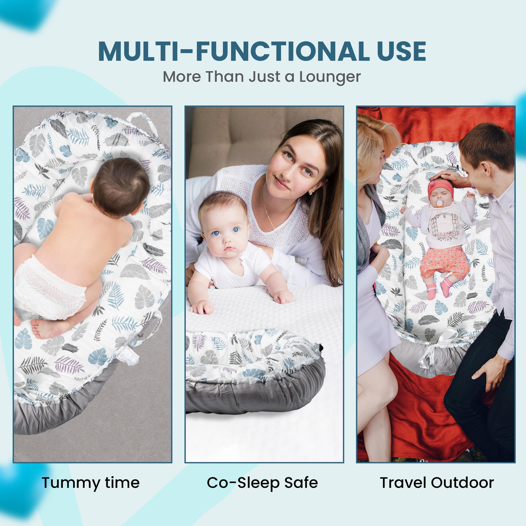 LuxeVogue Portable Baby Support Base for Awake Time, Foldable & Soft, 100% Cotton, Machine Washable - Image 3