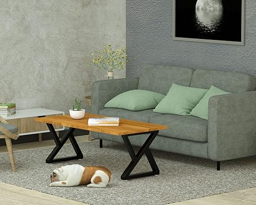 Miniatura 2 de Taelakeni Juego de 2 patas de mesa de centro de metal de 16 pulgadas, color negro