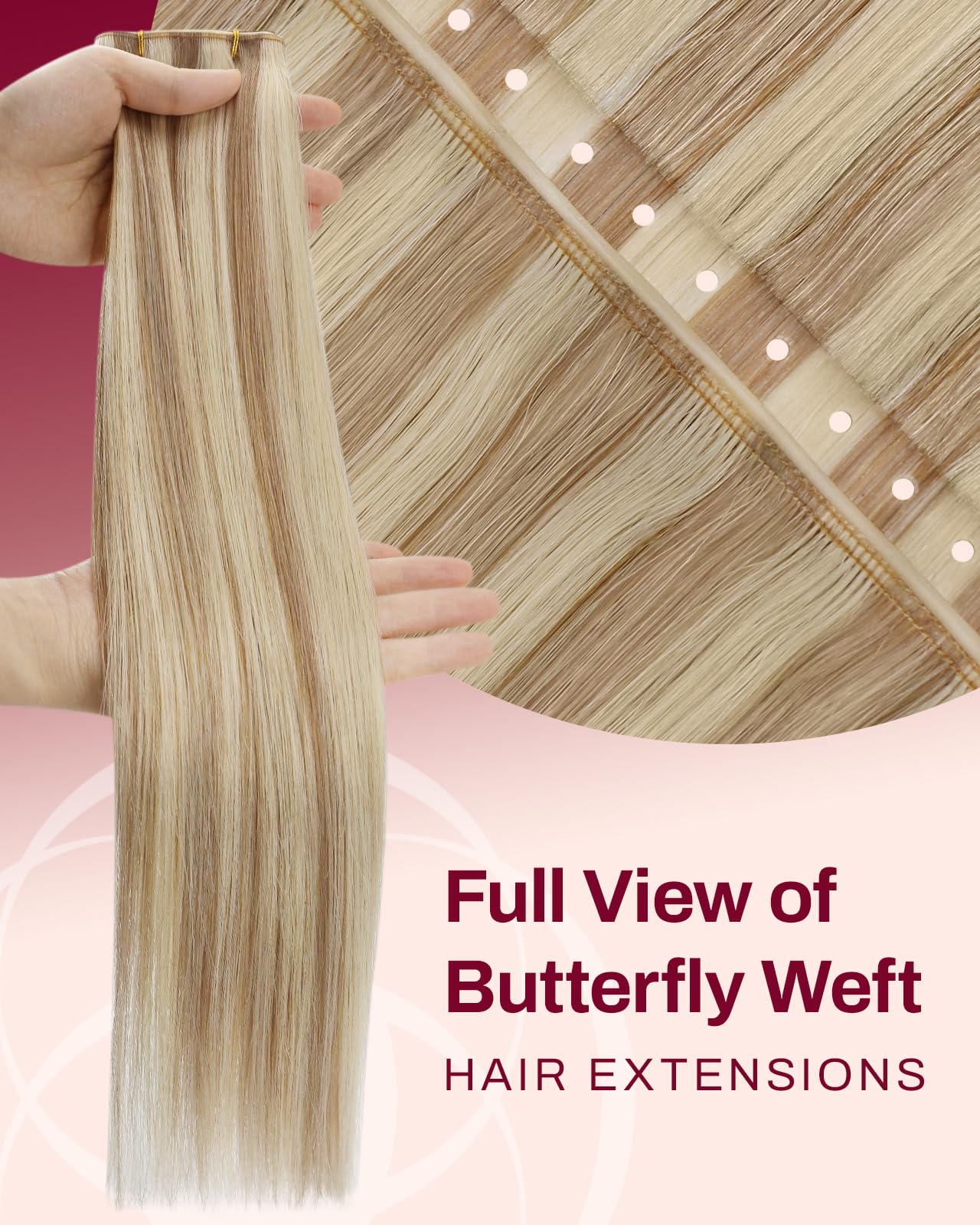Moresoo Butterfly Weft Extensions Echthaar 50 g 24 Zoll Haarverlängerung | Natürlicher Look,Einfache Anwendung,Für Salon und Friseur,Leicht Zu Stylen,Haarverdichtung Mehr Volumen Hochwertig