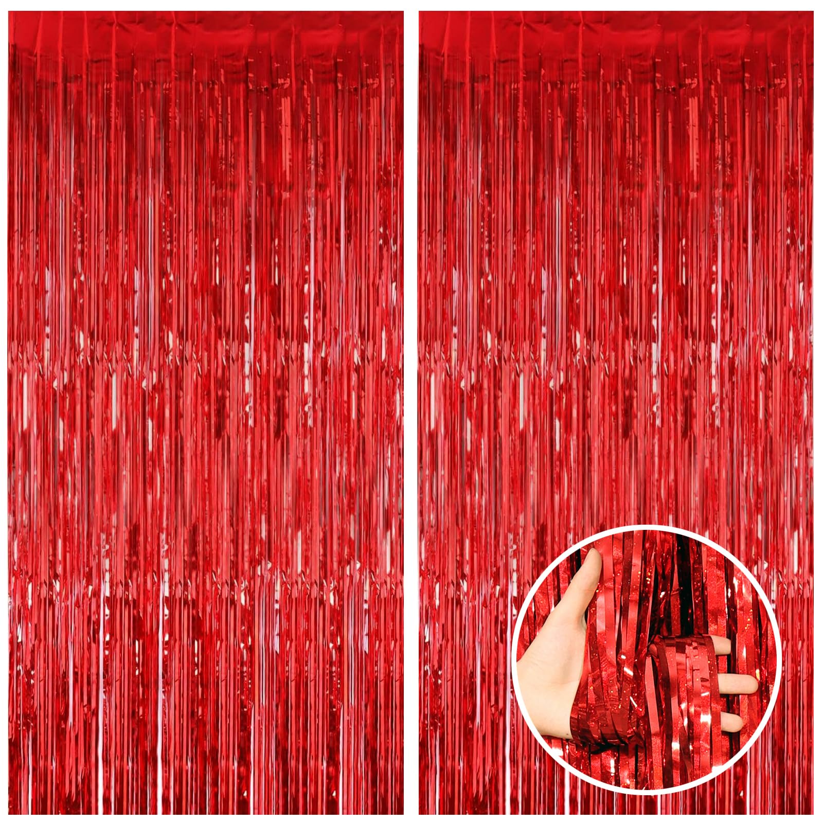 CANREVEL Confezione da 2 tende con frange rosse da 9 x 20 m, decorazioni per feste di compleanno, sfondo a frange per feste di compleanno, Natale, San Valentino