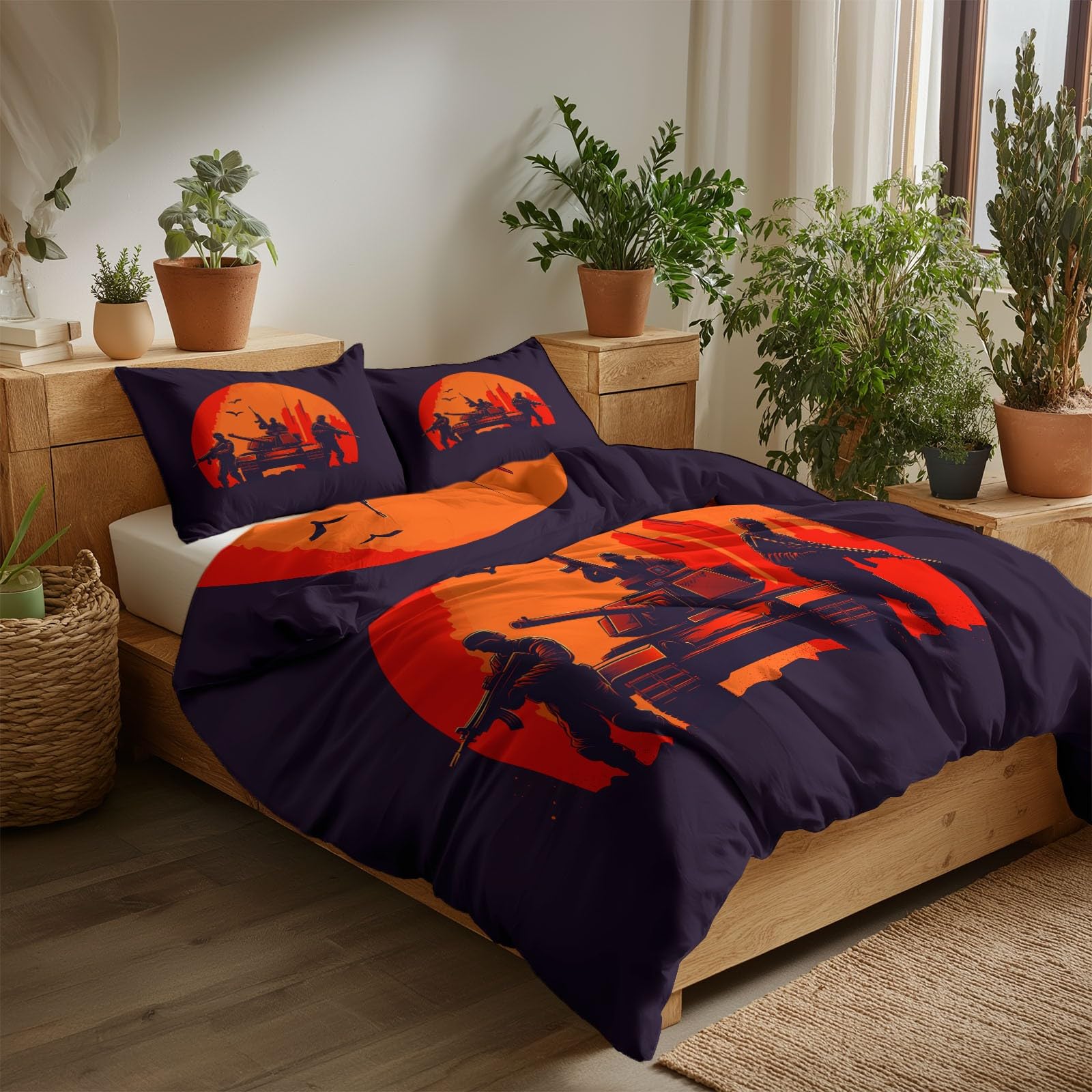 Housse de couette 2 personnes avec fermeture éclair parure de lit bleu foncé 200x200 cm
