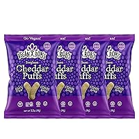 Vista 1 de Vegan Rob's Cheddar Puffs Sabrosos bocados de queso vegano horneados – Snacks saludables a base de plantas para niños y adultos – Sin lácteos y sin
