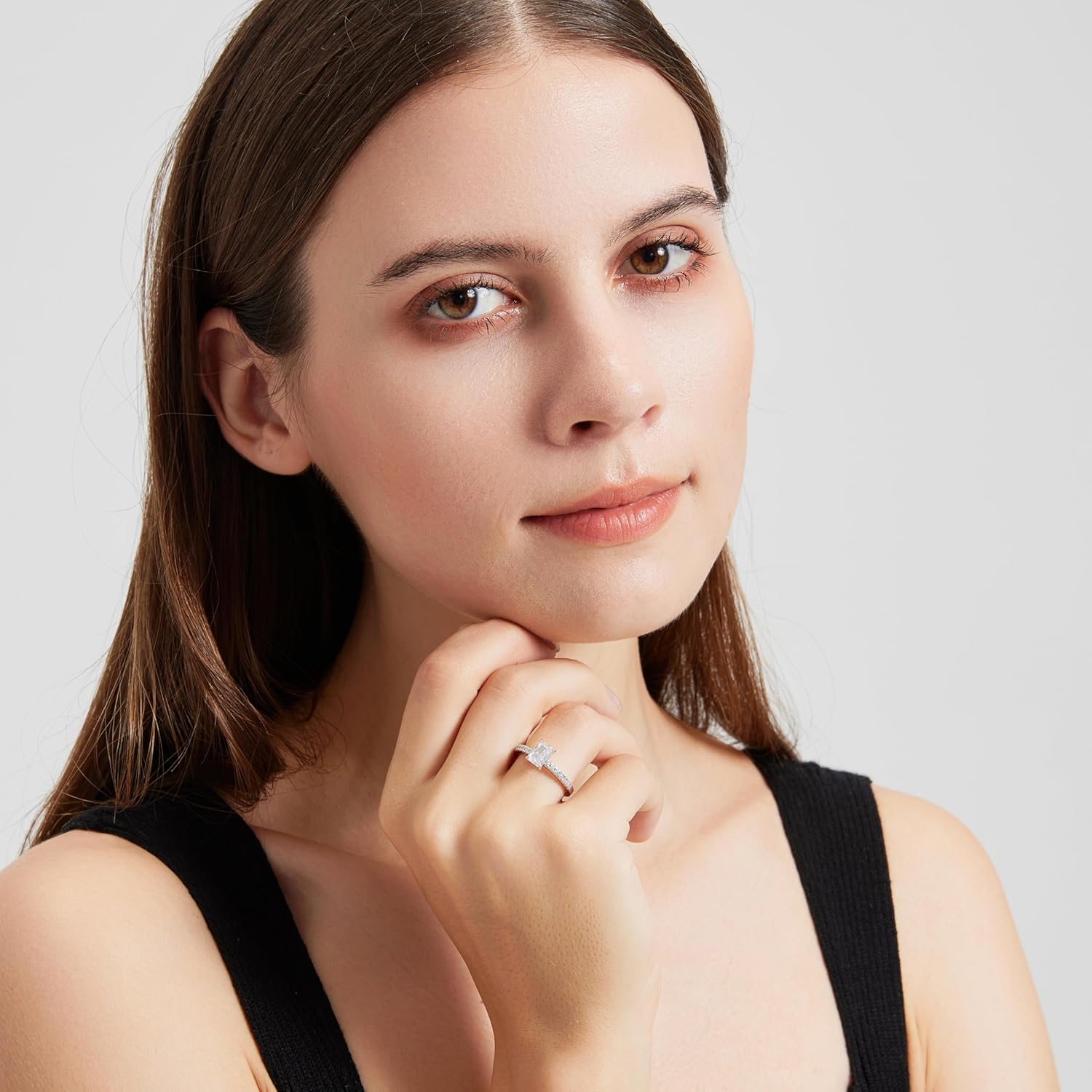 1.25/3CT 925 Sterling Silver Engagement Rings for Women Radiant Cut Cubic Zirconia Wedding Rings for Women Promise Rings for Her Size 4-12.5