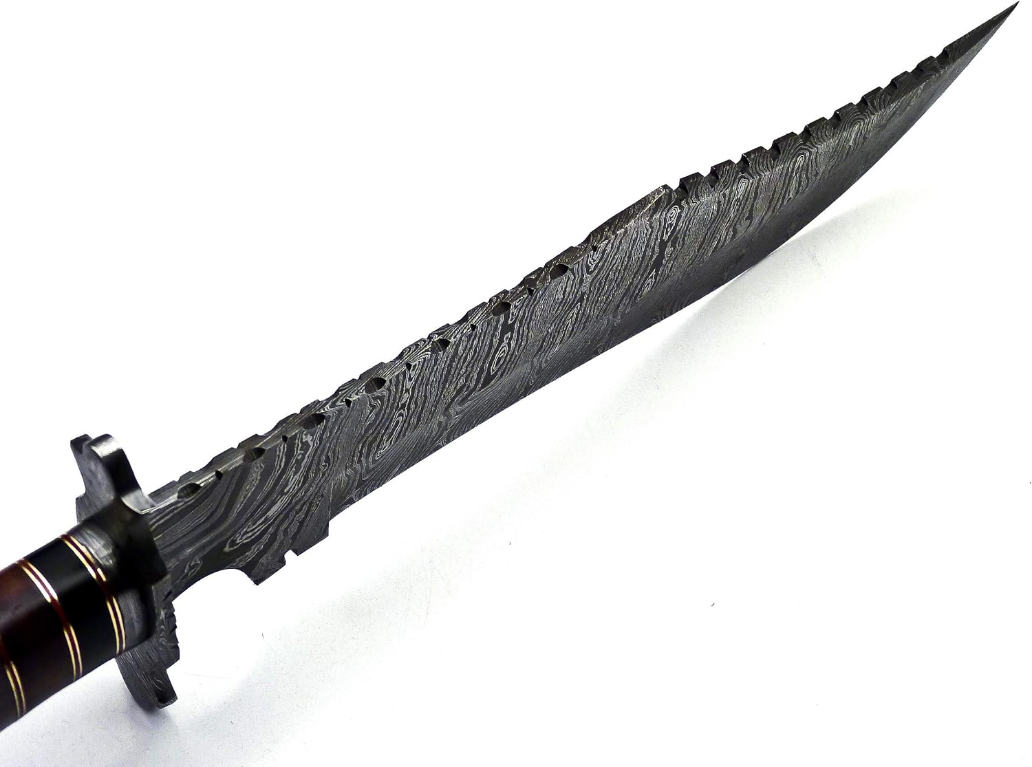 BK-3039 Handmade Damascus Steel 15 Inches Damascus Steel Hunting Knife - Beautiful Rose Wood & Bone Handle