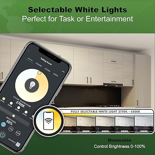 Miniatura 6 de Good Earth Lighting Barra de luz LED inteligente de 30 pulgadas con cable directo para debajo del gabinete, color blanco, compatible con Wi-Fi y