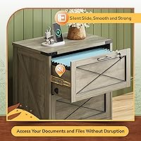 Vista 7 de DEVAISE Archivador lateral con cerradura, 2 cajones y estación de carga, soporte de impresora de madera de granja con gran almacenamiento, se adapta