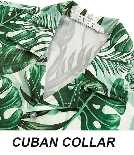 Miniatura 4 de APTRO Camisa hawaiana de manga corta para hombre, diseño tropical, con botones, para playa, con palmeras florales