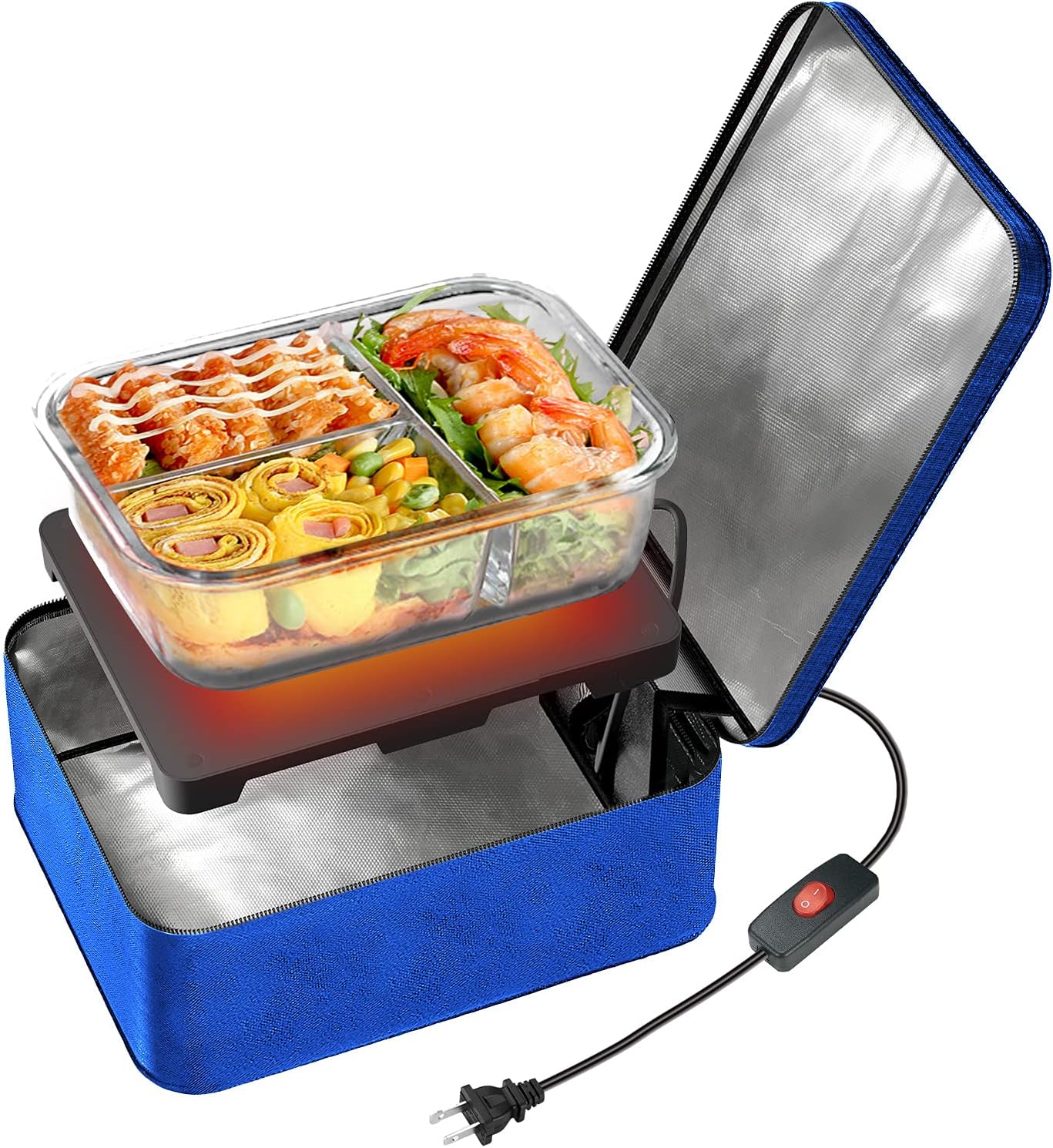 SabotHeat Mini Portable Microwave - 110v-120V Portable Oven with On/Off Switch for Reheating & Raw Food Cooking, Portable Food Warmer Lunch Box for Office, Travel, Home Kitchen (Blue)