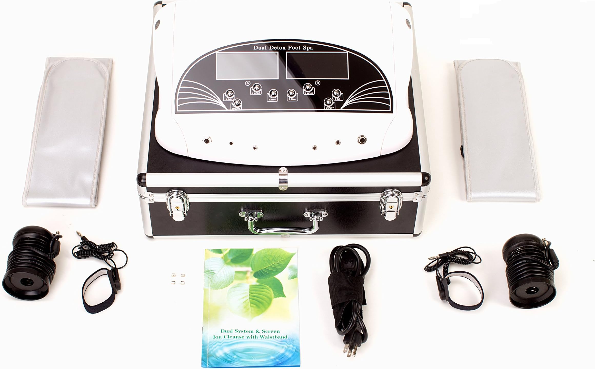 Oileus Dual User Ionic Detox Foot Bath Spa Machine Multi-Mode System Cell Cleanse System with Travel Suitcase Far Infrared Belts & Colored LCD