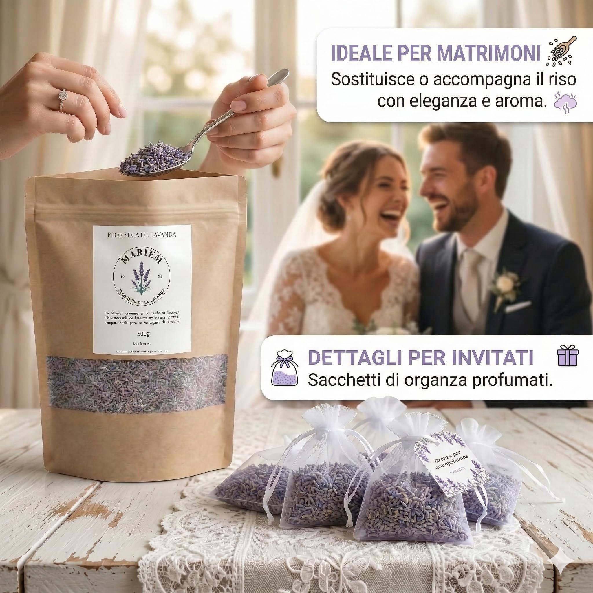 Lavanda Essiccata Mariem 500g Fiori Profumati 100% Naturali Spagna